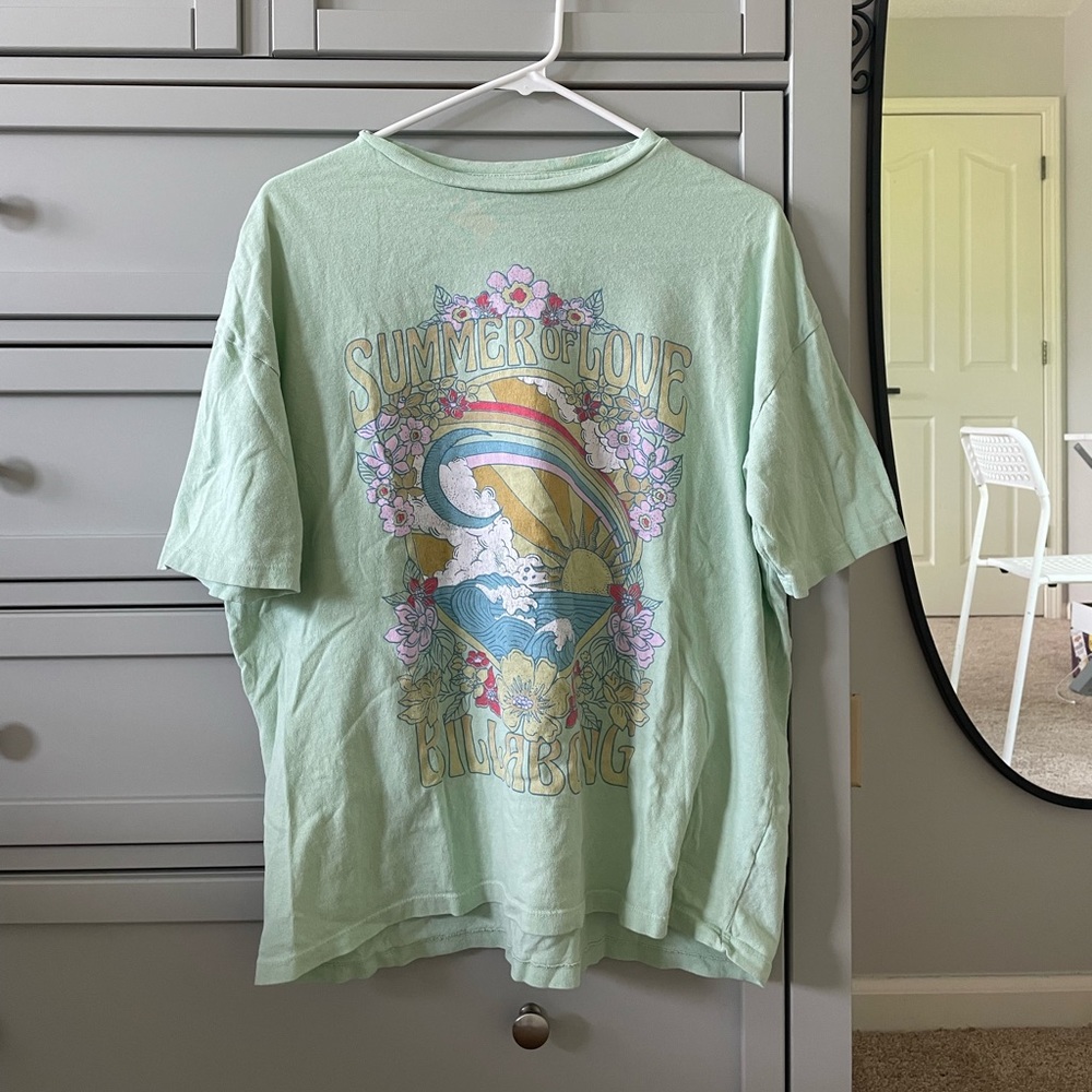 billabong oversized mint green graphic shirt
